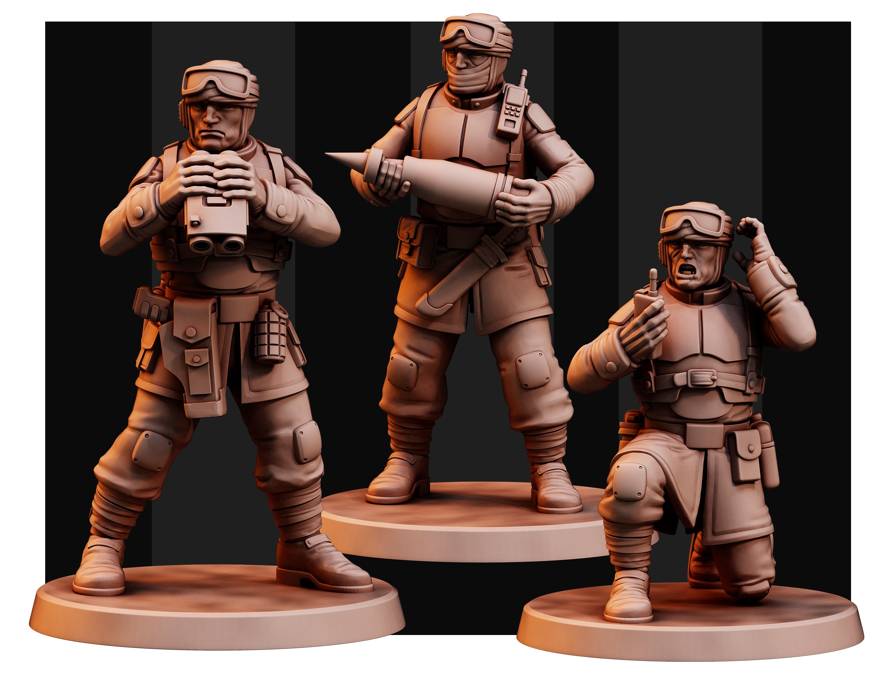Desert Hawks Artillery Regiment Human Defense Force. Sculpted by Red Pilgrim 32mm Scale for popular wargames.