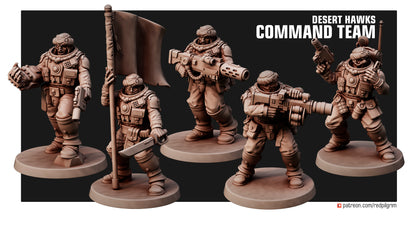 Desert Hawks Command Team Human Defense Force Elite Squad of five Available in bits. 32mm Scale for popular wargames.
