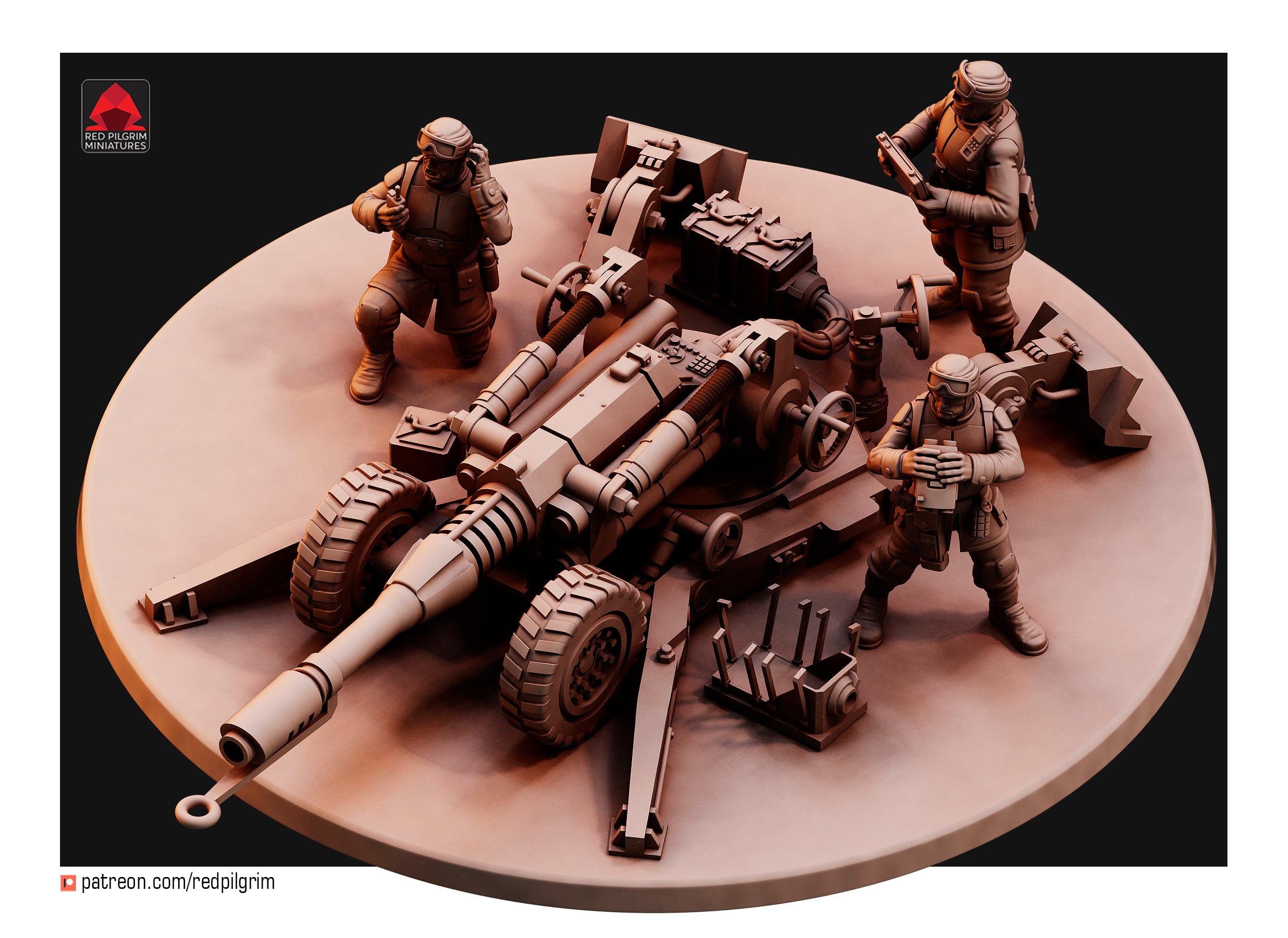 Desert Hawks Artillery Regiment Human Defense Force. Sculpted by Red Pilgrim 32mm Scale for popular wargames.