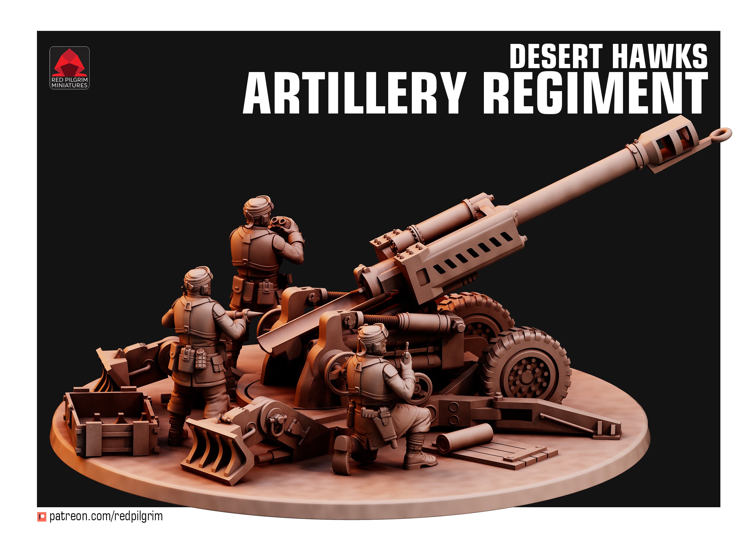 Desert Hawks Artillery Regiment Human Defense Force. Sculpted by Red Pilgrim 32mm Scale for popular wargames.