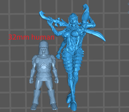 Demure Sadist Hive Queen (large monster) by 3D Printing Samurai for Tabletop Games, Dioramas and Statues, Just over 50mm to to eye level
