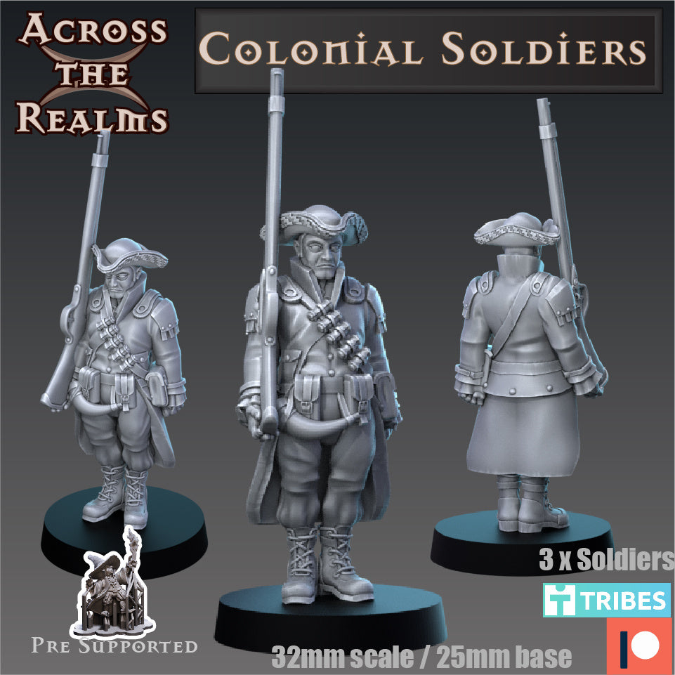 Colonial Soldier with Rifle American Ranger by Across the Realms for Tabletop Games, Dioramas and Statues, Available in 15mm, 28mm, 32mm, 32mm heroic, 54mm and 75mm Statue Scale