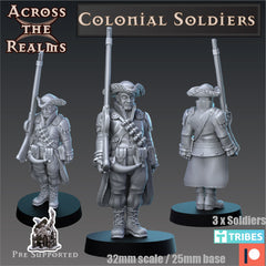 Colonial Soldier with Rifle American Ranger by Across the Realms for Tabletop Games, Dioramas and Statues, Available in 15mm, 28mm, 32mm, 32mm heroic, 54mm and 75mm Statue Scale