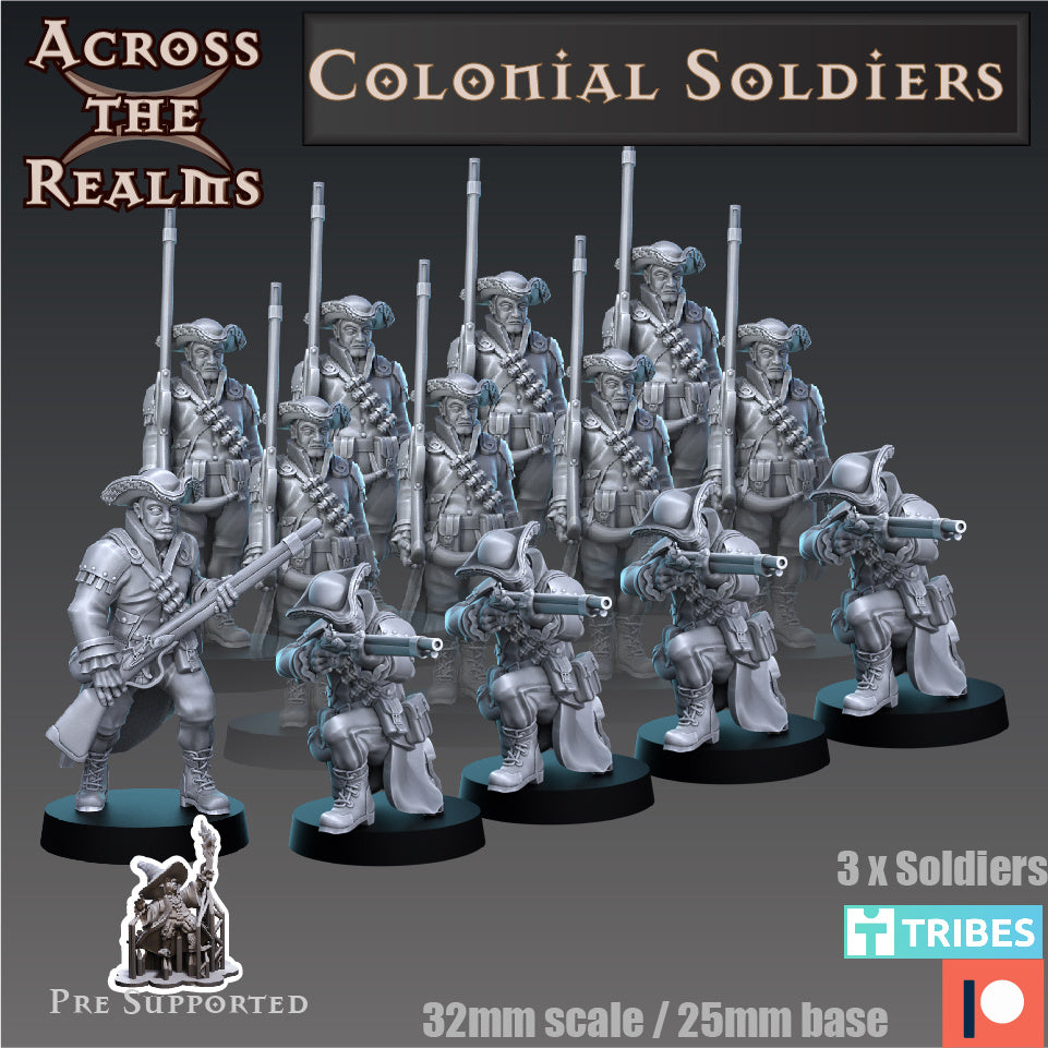 Colonial Soldier with Rifle American Ranger by Across the Realms for Tabletop Games, Dioramas and Statues, Available in 15mm, 28mm, 32mm, 32mm heroic, 54mm and 75mm Statue Scale