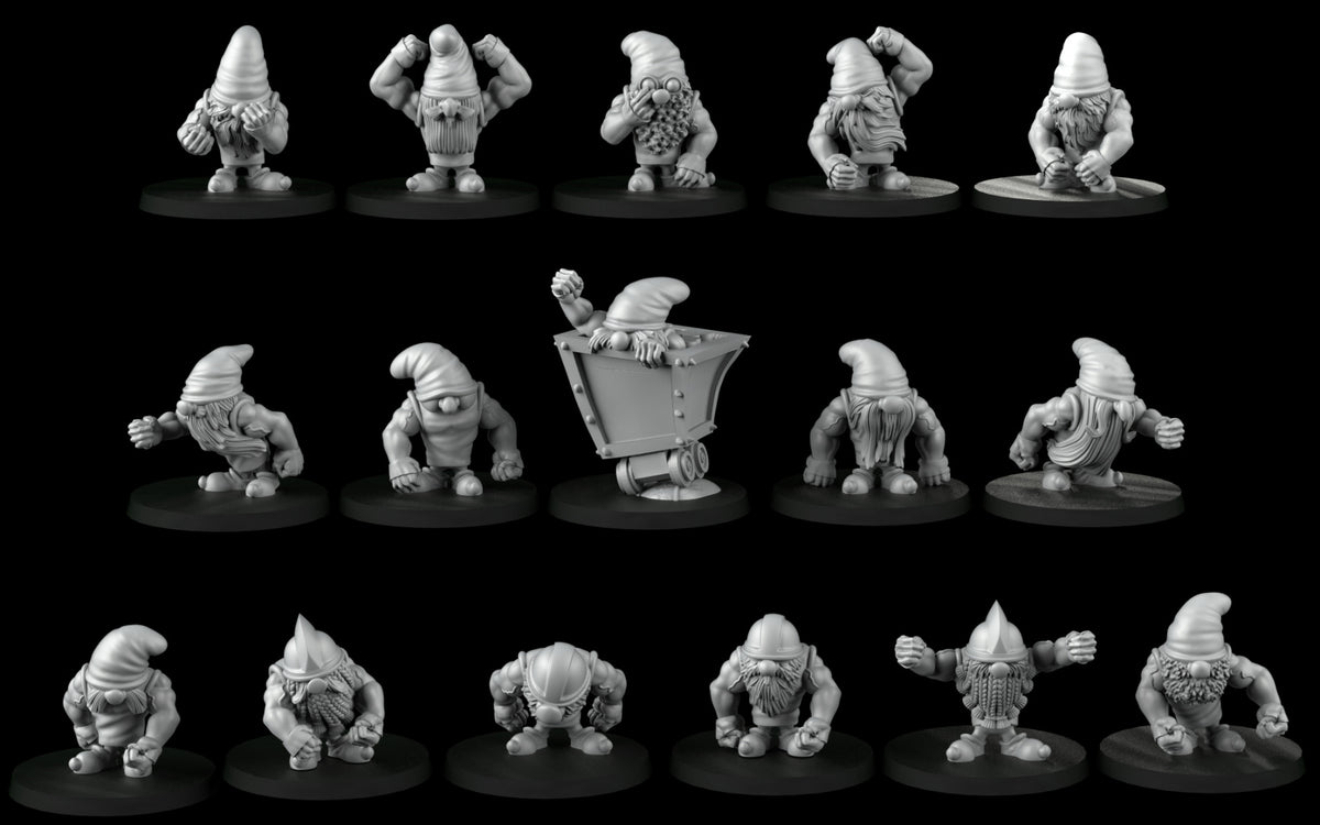 Gnome/Dwarf Fantasy Football Team Led by Snow White by Crosslances Miniatures for Tabletop Games, Dioramas and Statues