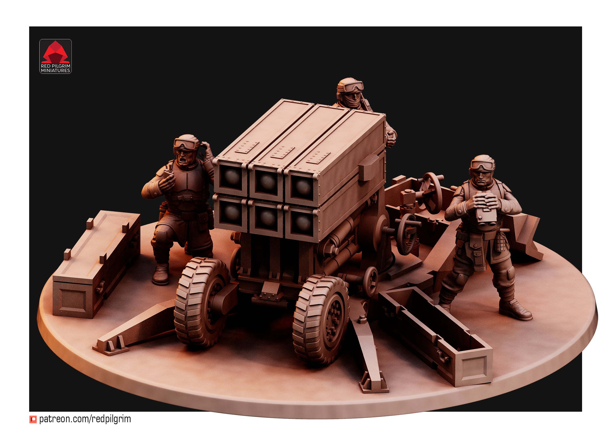 Desert Hawks Artillery Regiment Human Defense Force. Sculpted by Red Pilgrim 32mm Scale for popular wargames.