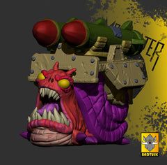 Snail Can Goblin Artillery Beast Sculpted by Bad Tusk Miniatures for Tabletop Games, Dioramas and Statues