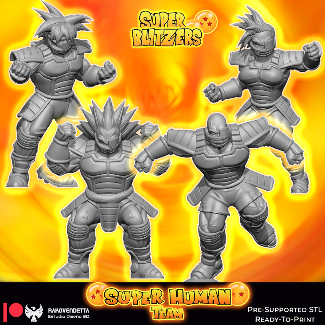 Super Human Fantasy Football Team Blitzer's by Rako Vendetta Miniatures for Tabletop Games, Dioramas and Statues