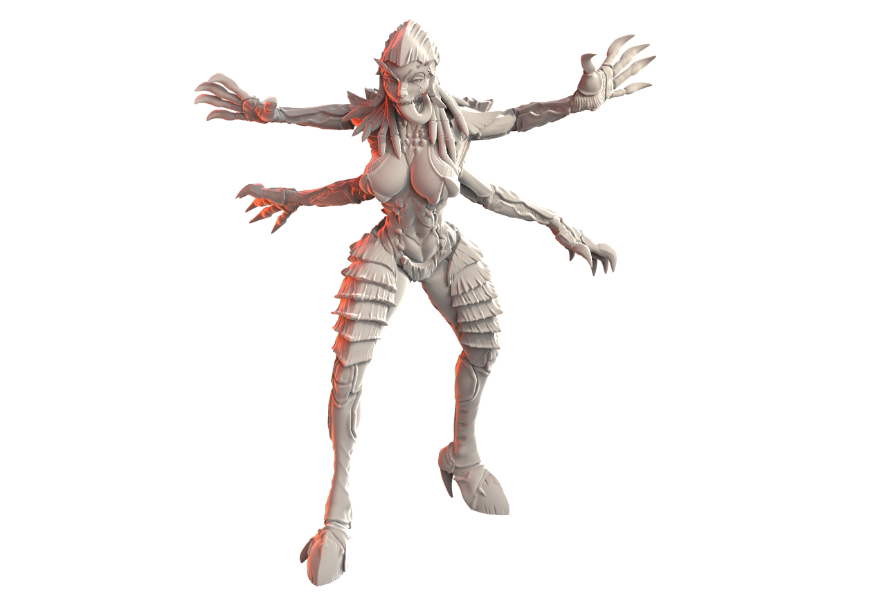 Demure Sadist Hive Queen (large monster) by 3D Printing Samurai for Tabletop Games, Dioramas and Statues, Just over 50mm to to eye level